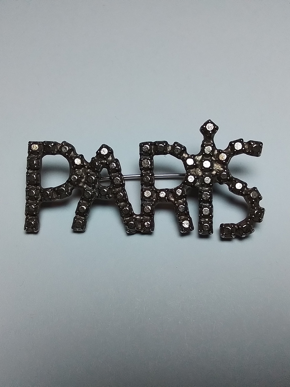 Vintage Silver Tone PARIS Brooch Pin
